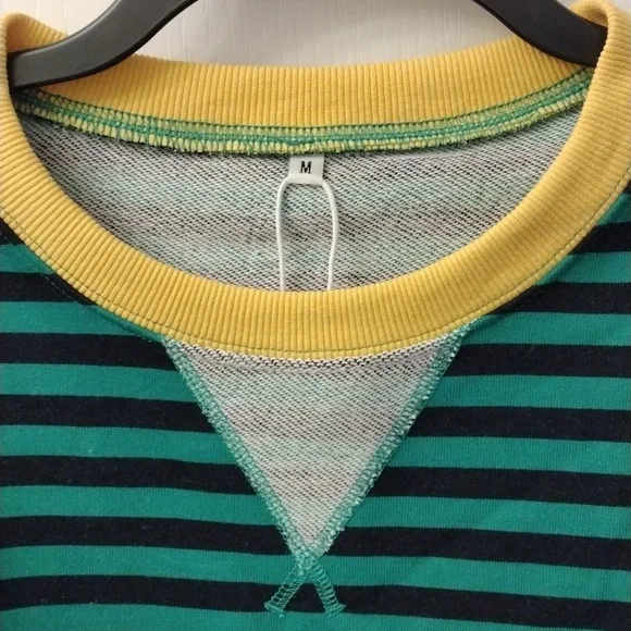 Anrabes Oversized Striped Sweatshirt Color Block, Size M - Picture 5 of 9